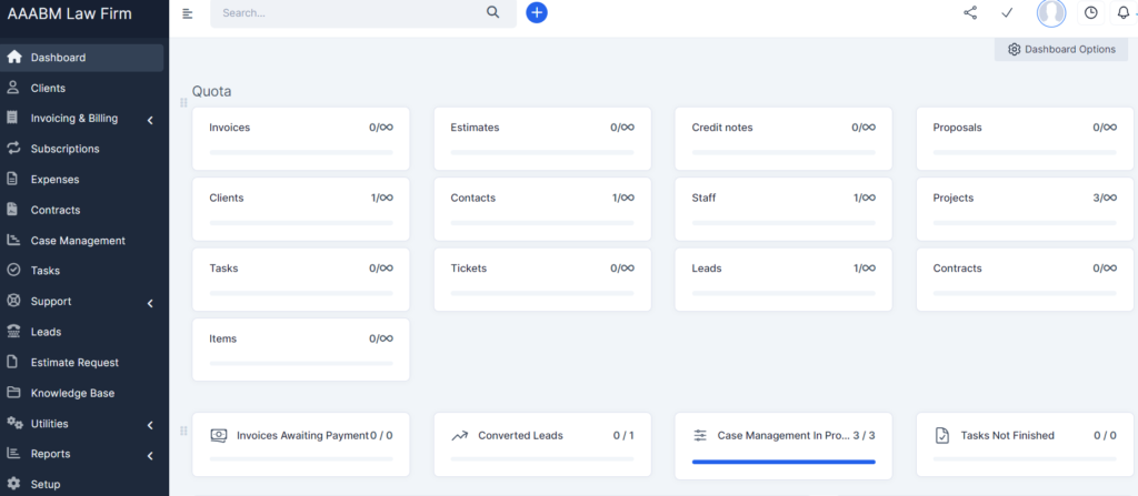 Admin Panel View of LCMS