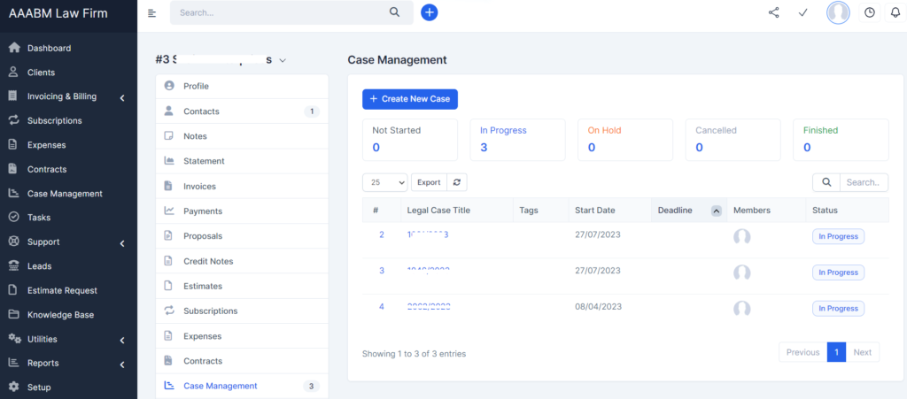 Admin Panel View of LCMS