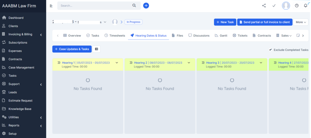 Admin Panel View of LCMS